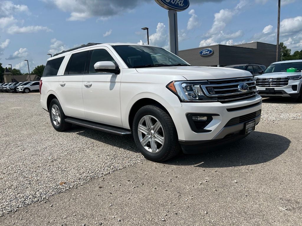 2019 Ford Expedition Max XLT in White Platinum Clearcoat Metallic — front three-quarter view