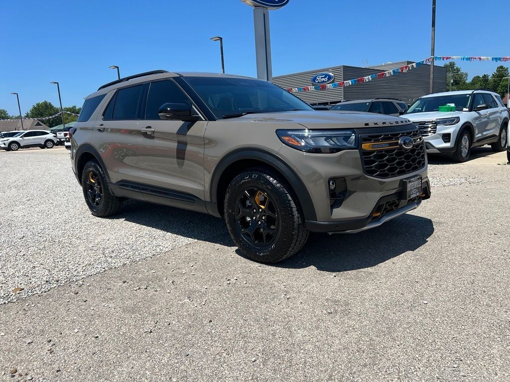 2026 Ford Explorer Tremor in Marsh Gray — front three-quarter view