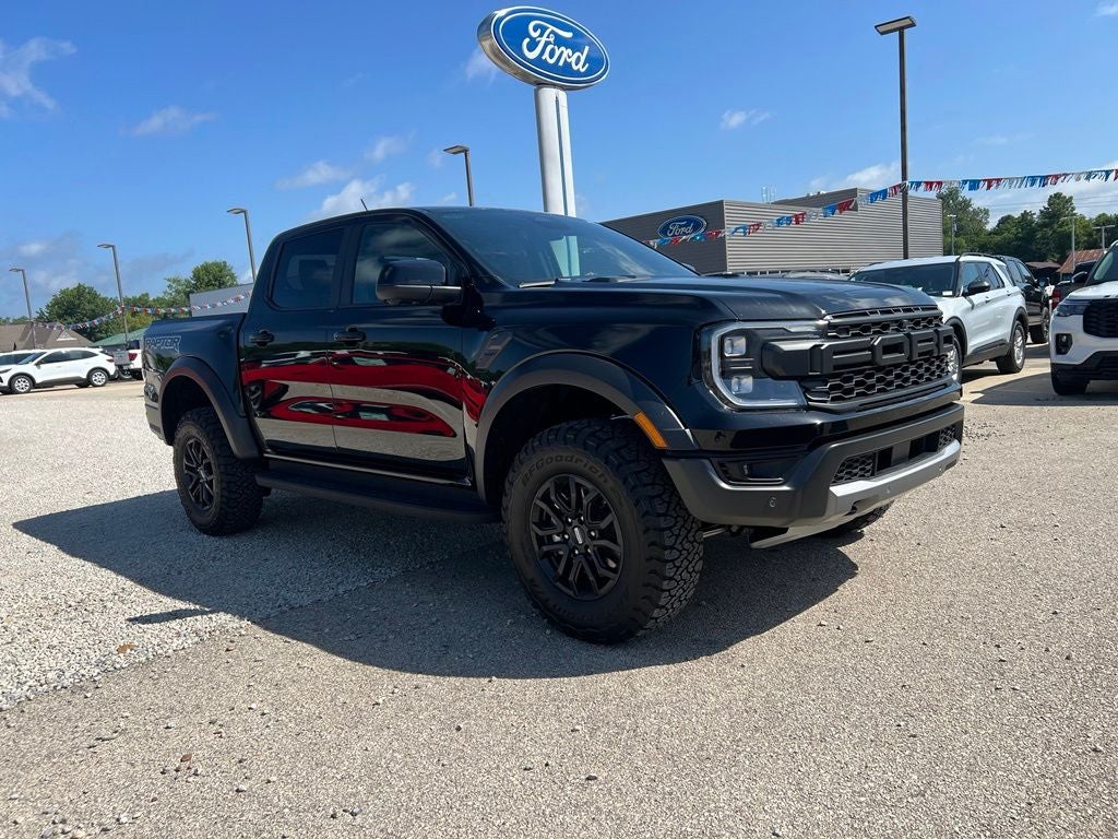 2026 Ford Ranger Raptor in Shadow Black — front three-quarter view