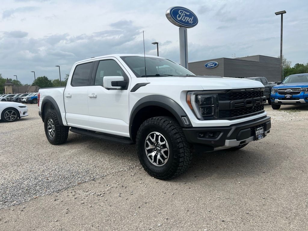2023 Ford F-150 Raptor in Oxford White — front three-quarter view