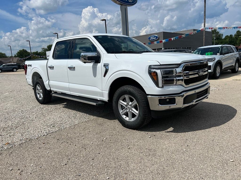 2026 Ford F-150 Lariat in Oxford White — front three-quarter view