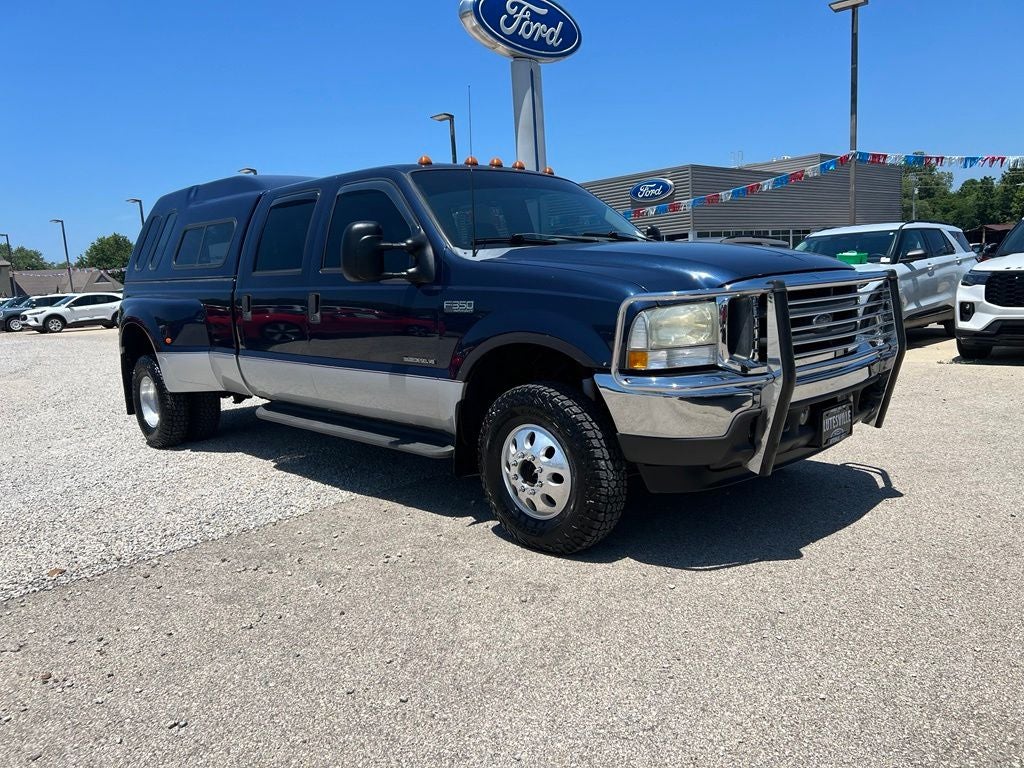 2002 Ford F-350 XLT DRW in True Blue Clearcoat Metallic — front three-quarter view
